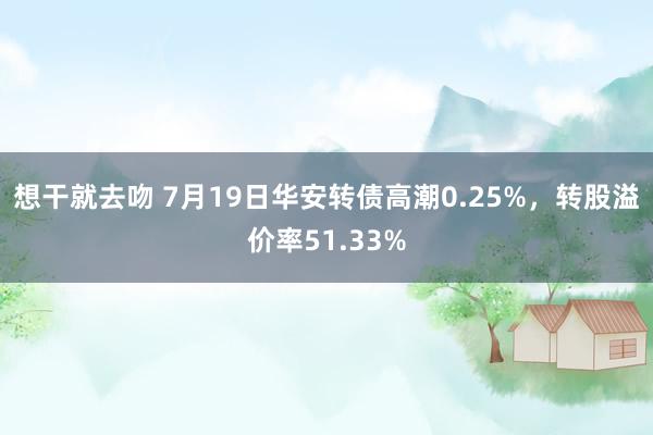 想干就去吻 7月19日华安转债高潮0.25%，转股溢价率51.33%