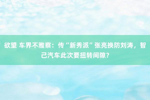 欲望 车界不雅察：传“新秀派”张亮换防刘涛，智己汽车此次要扭转间隙？