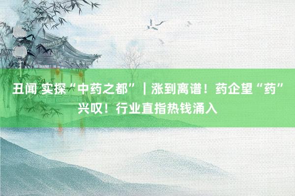 丑闻 实探“中药之都”｜涨到离谱！药企望“药”兴叹！行业直指热钱涌入