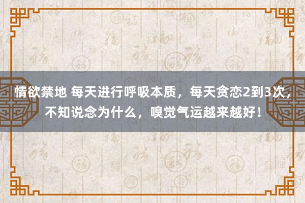 情欲禁地 每天进行呼吸本质，每天贪恋2到3次，不知说念为什么，嗅觉气运越来越好！