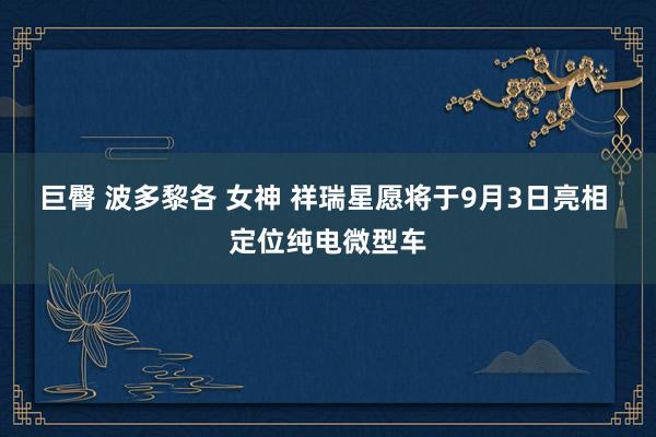 巨臀 波多黎各 女神 祥瑞星愿将于9月3日亮相 定位纯电微型车