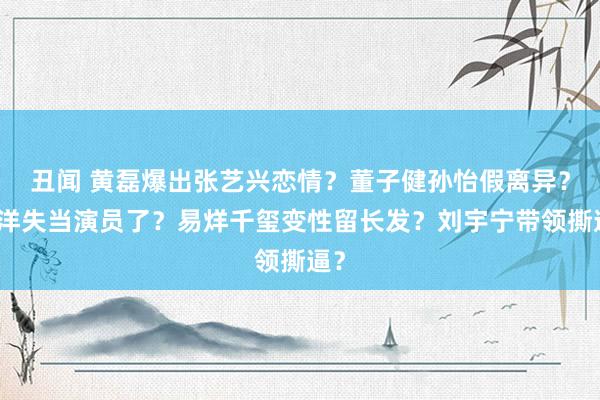 丑闻 黄磊爆出张艺兴恋情？董子健孙怡假离异？杨洋失当演员了？易烊千玺变性留长发？刘宇宁带领撕逼？