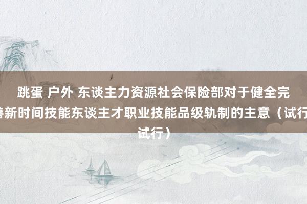 跳蛋 户外 东谈主力资源社会保险部对于健全完善新时间技能东谈主才职业技能品级轨制的主意（试行）