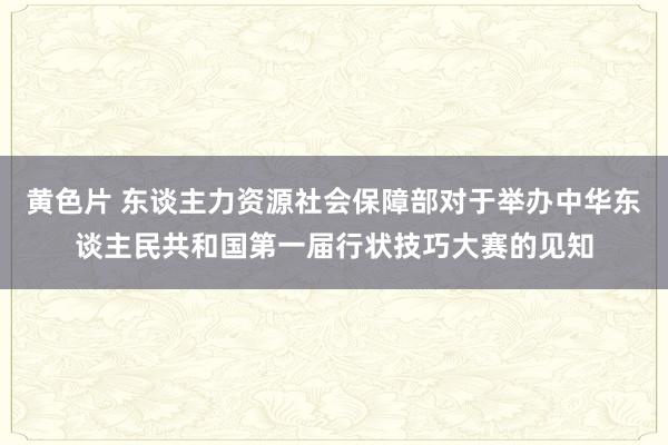 黄色片 东谈主力资源社会保障部对于举办中华东谈主民共和国第一届行状技巧大赛的见知